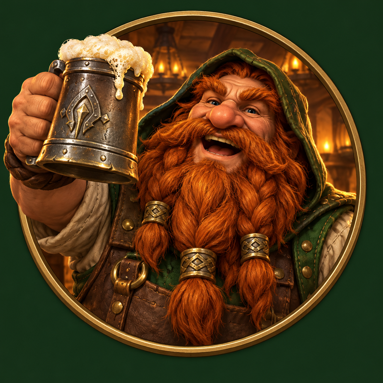 Anão brindando com uma caneca de cerveja
